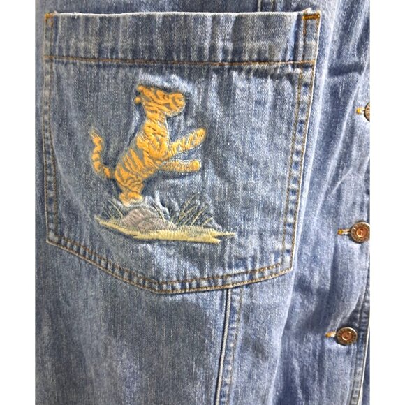 90s Disney Store XL Denim Button Front Jumper Dress READ With Tigger & Eeyore Em - Picture 4 of 14